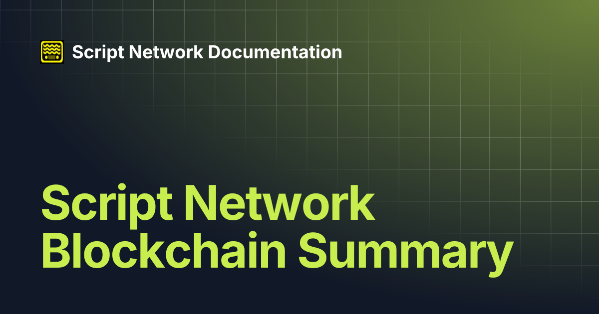 Script Network Blockchain Summary | Script Network Documentation